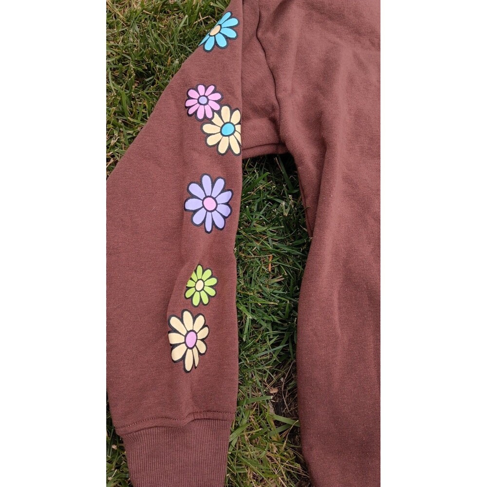 Faded Rise Mushroom Graphic Zip Hoodie Brown Have A Nice Trip Festival Boho Y2K - Picture 6 of 8